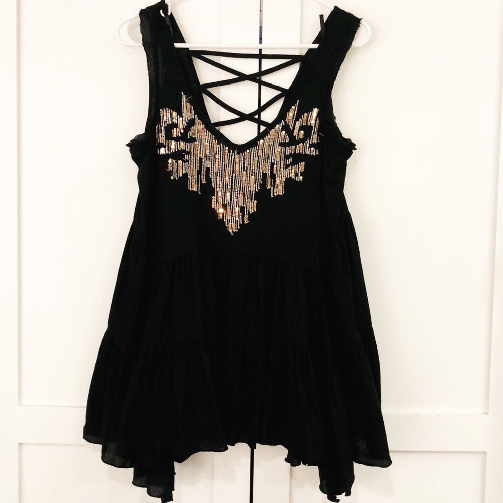 Free People beaded trapeze tank top
